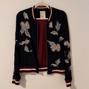 Floral Embroidered Bomber Jacket